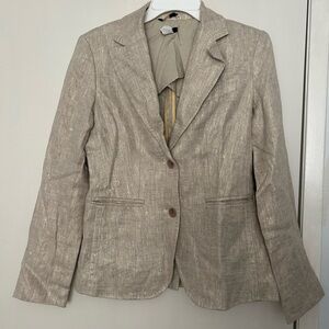 EUC J. Crew Linen Blazer Shimmer Beige Sz 4 or Sz 2